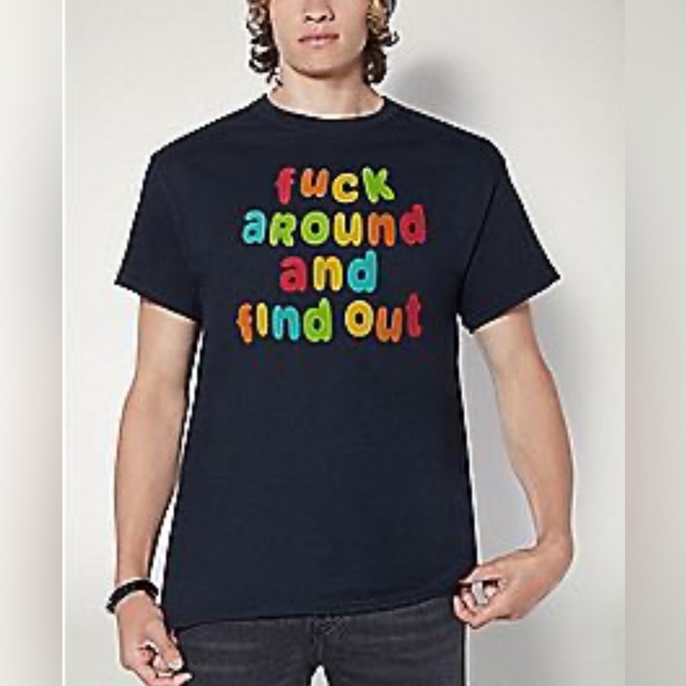 Spencer's Black Tee with Vibrant Accents